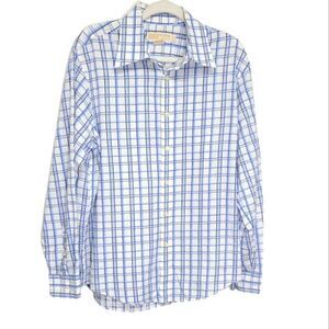 Michael Kors Men's Button Down Blue/White‎ Shirt Size Medium